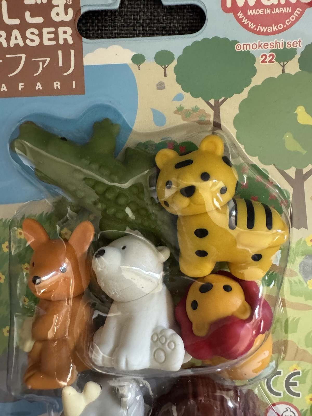 NEW IWAKO Japanese Puzzle Erasers Safari Animals Card Set Kids Children Gift