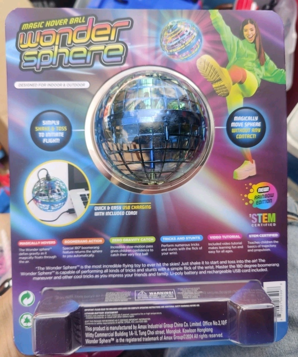 NEW! Wonder Sphere Magic Hover Ball, Rainbow Edition, STEM Certified Toy Ages 6+