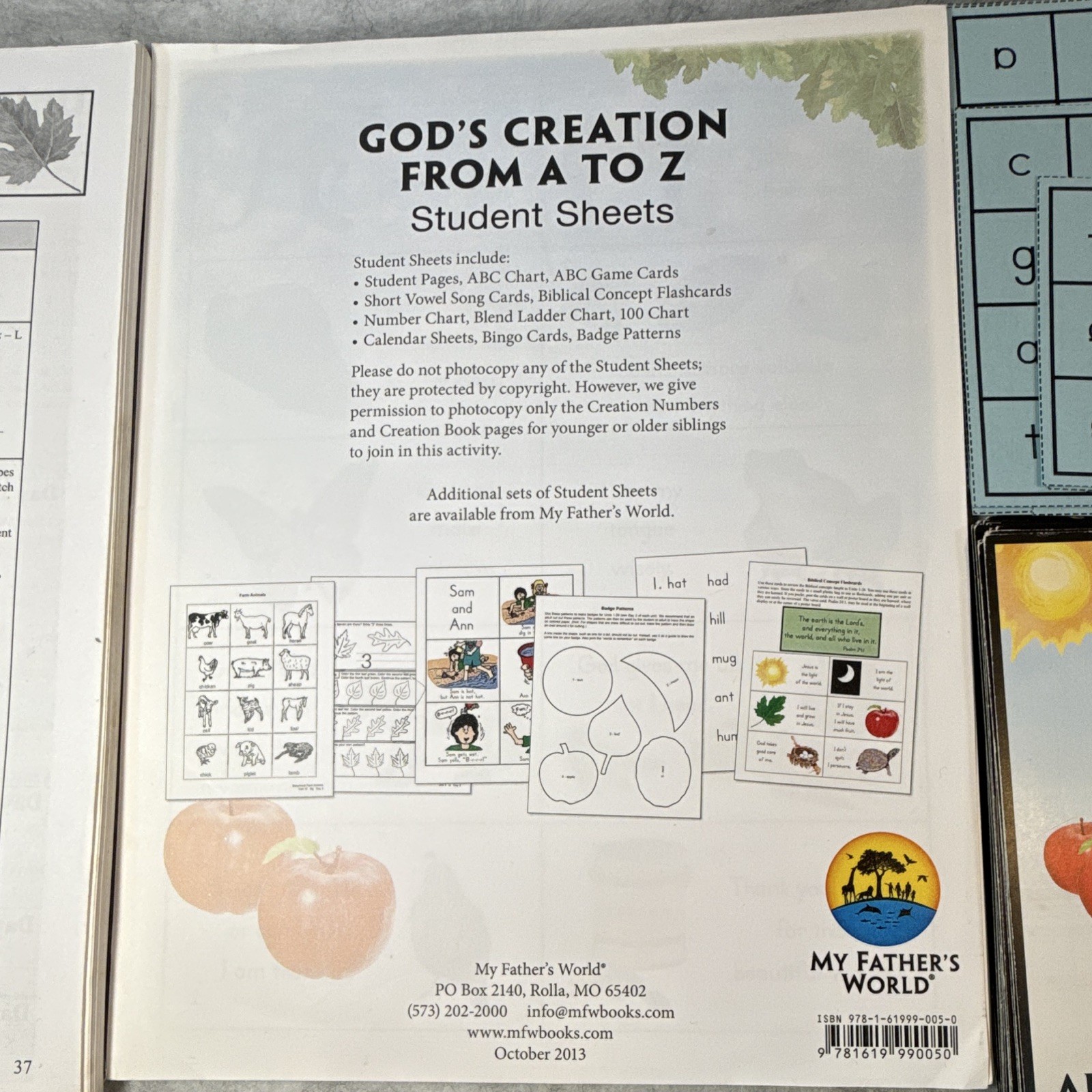 My Father’s World God’s Creation A-Z Kindergarten Set Flash Cards & Manuals