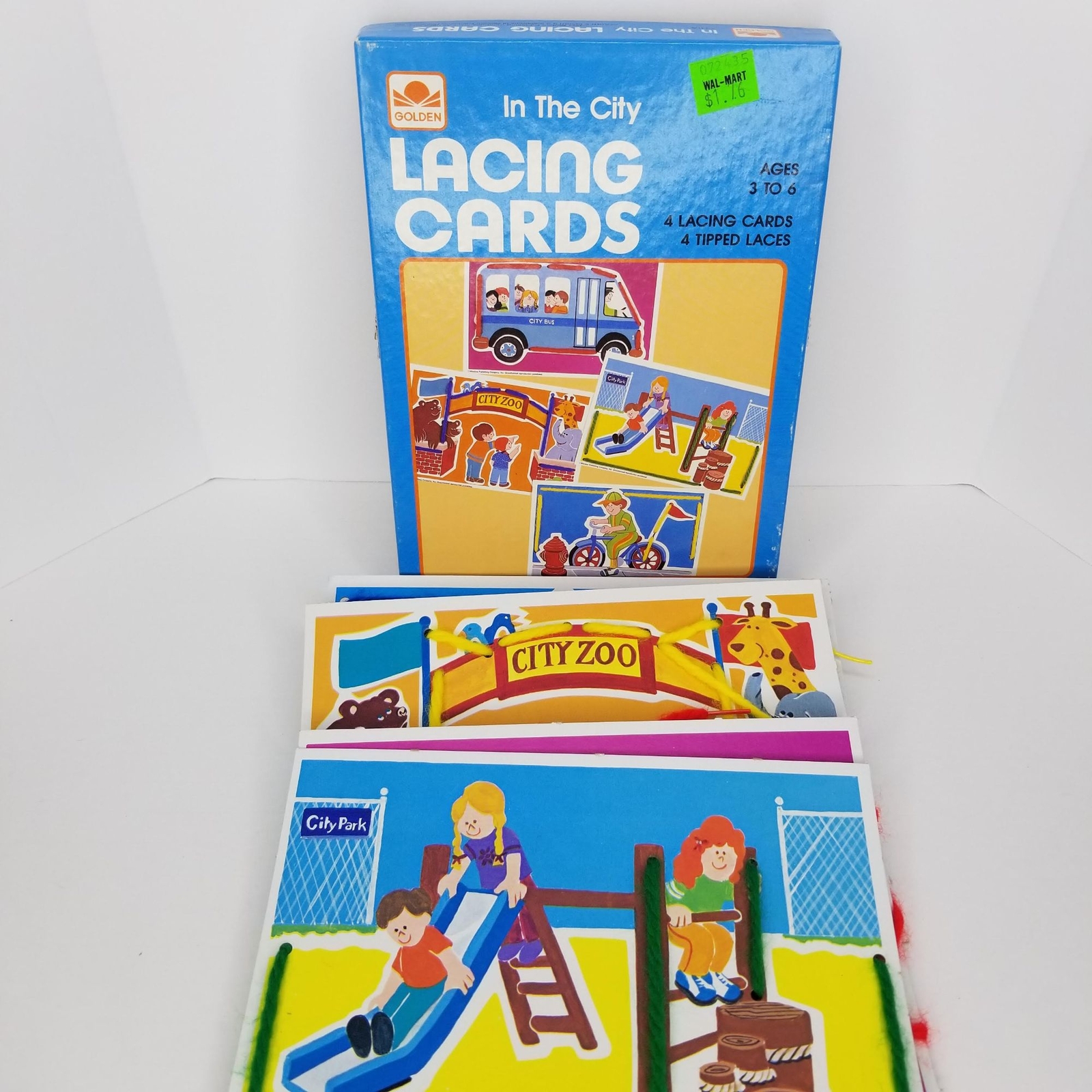 Golden Vintage 1984 Cardboard Lacing Cards and Laces In the City Ages 3-6