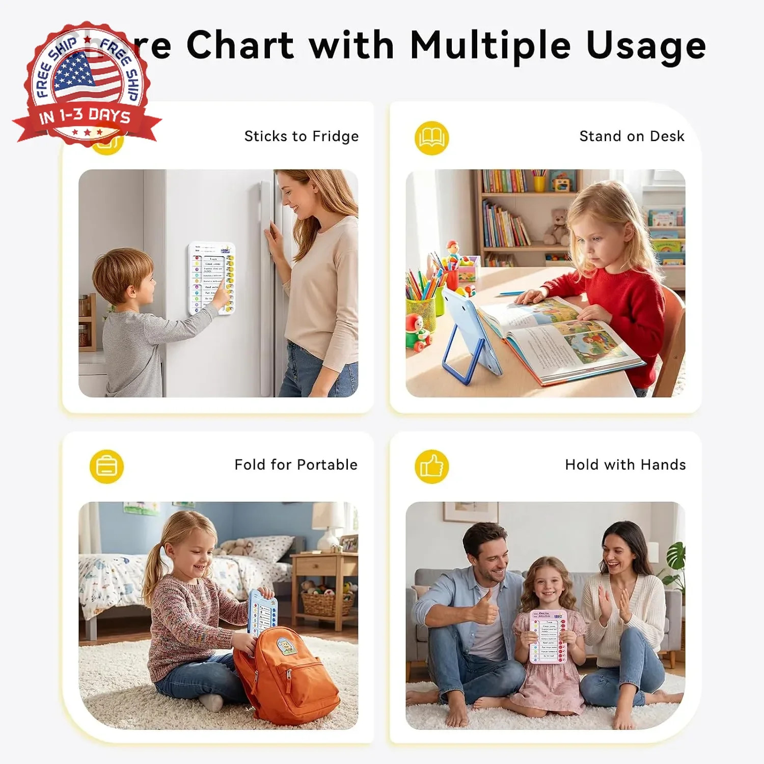 Chore Chart for Kids ADHD Tools to Do List Checklist Magnetic Planning Board wit