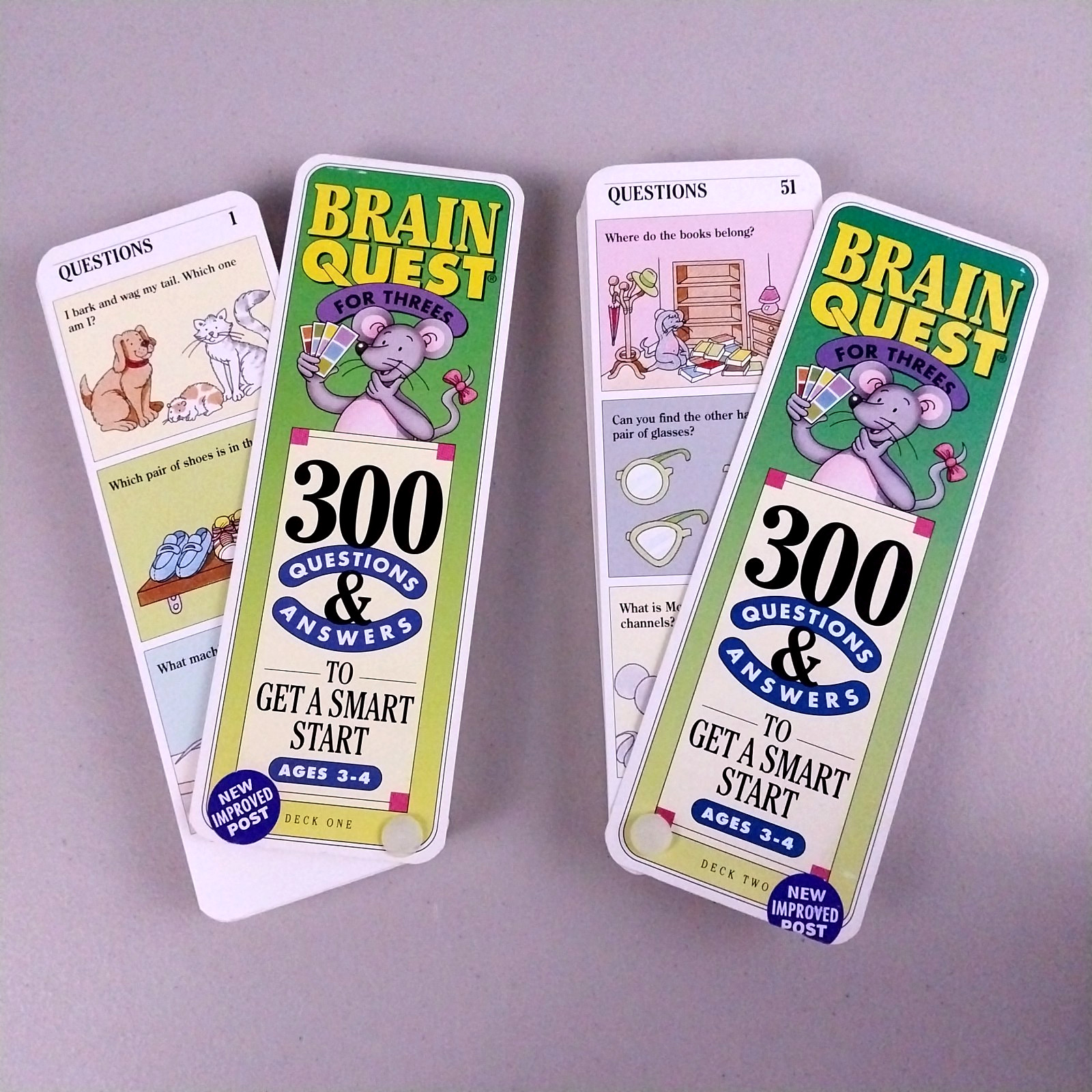 Vintage 1994 Brain Quest For Threes 300 Questions & Answers Ages 3-4 Educational