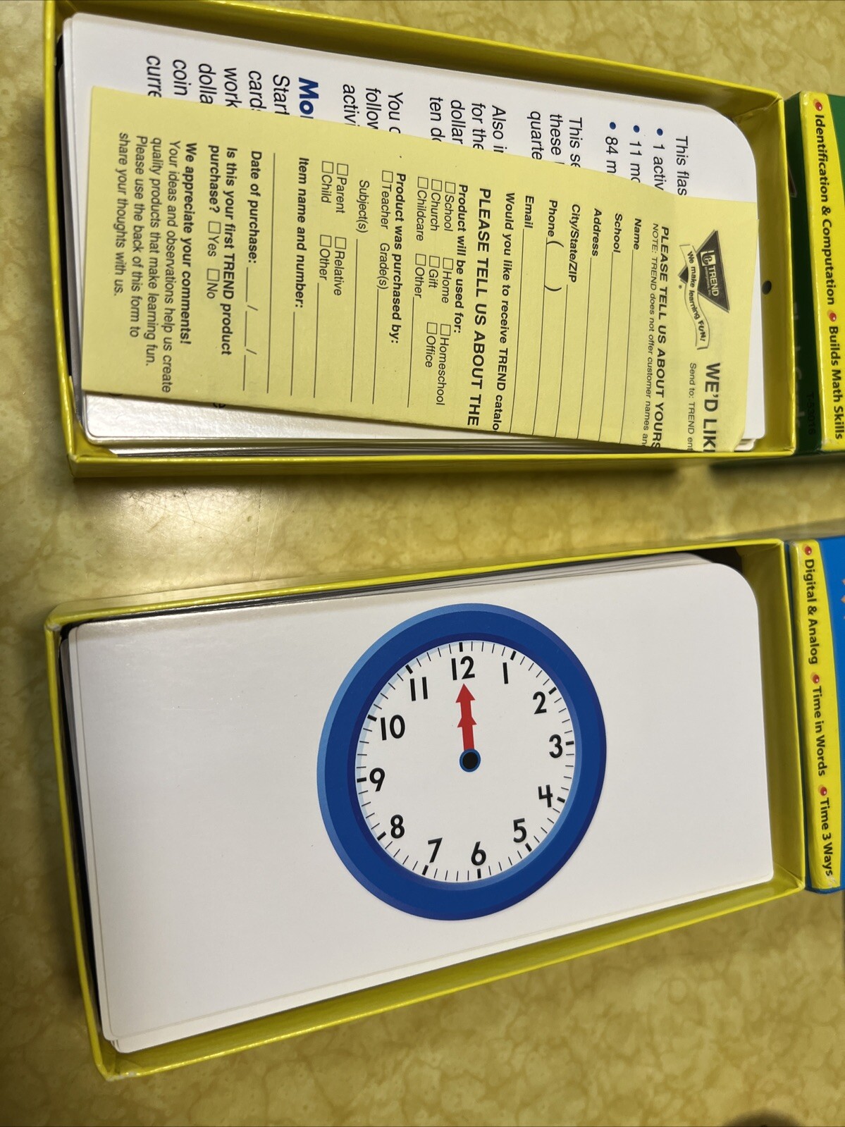 Trend Flash Cards Telling Time And Money 96 Cards Each Home School Skill Build!!