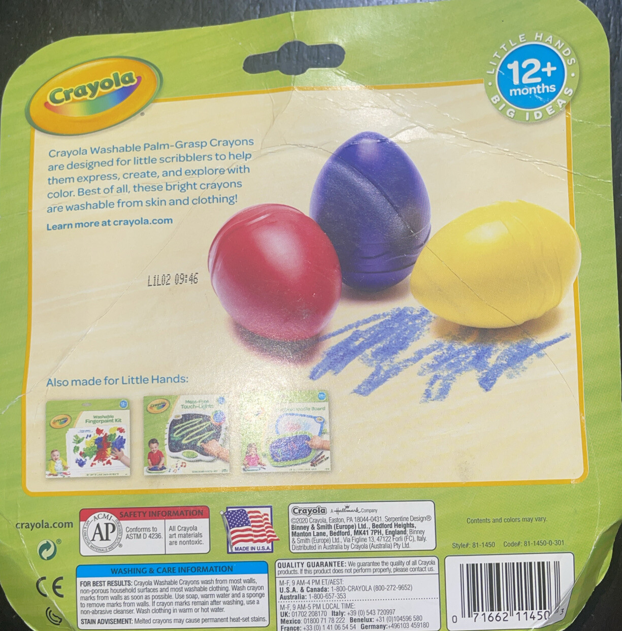 My First Crayola Washable Palm-Grasp Crayons for Infants Toddlers Kid Art