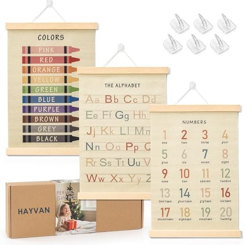Toddler Learning Posters 12×16 Inch (3-Pack) – Educational Wall Decor for