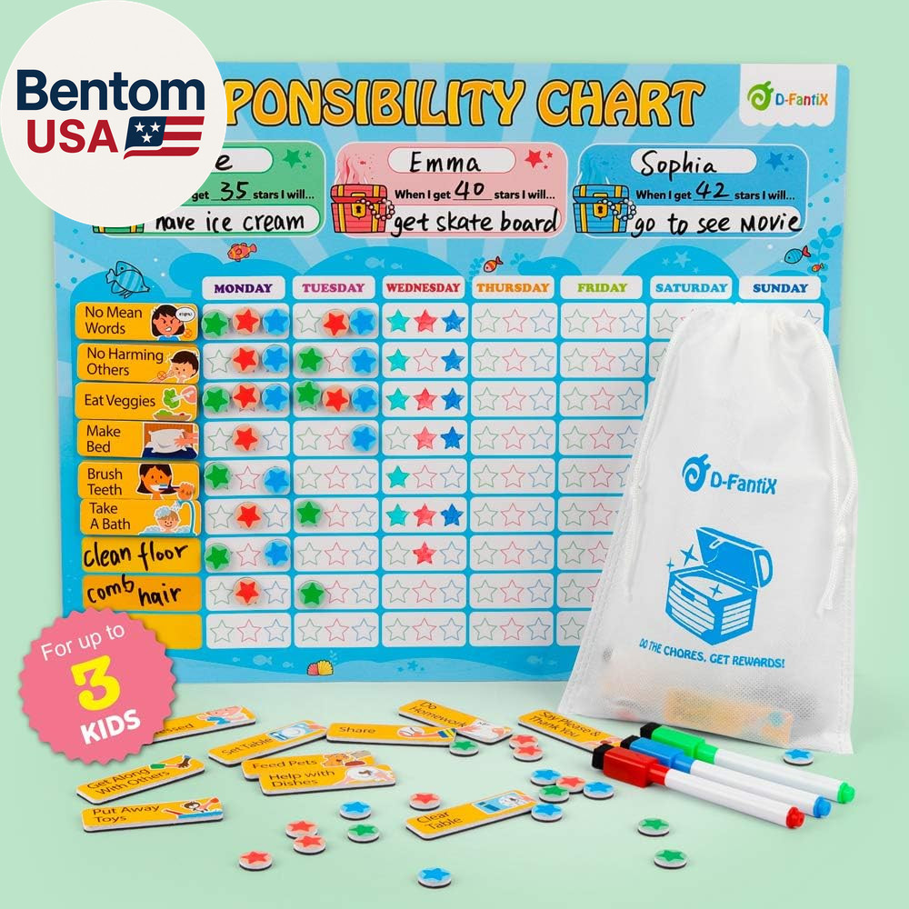 Magnetic Responsibility Chart, Chore Chart for Multiple Kids, My Star Reward Cha