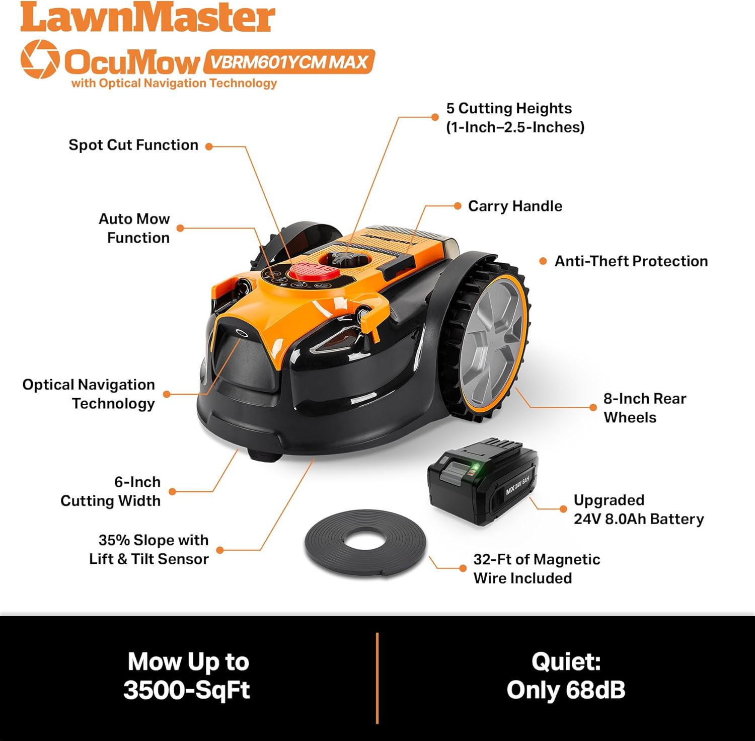 Ocumow™ MAX Wireless Robot Mower for Small Lawns 2000-3500 sq ft