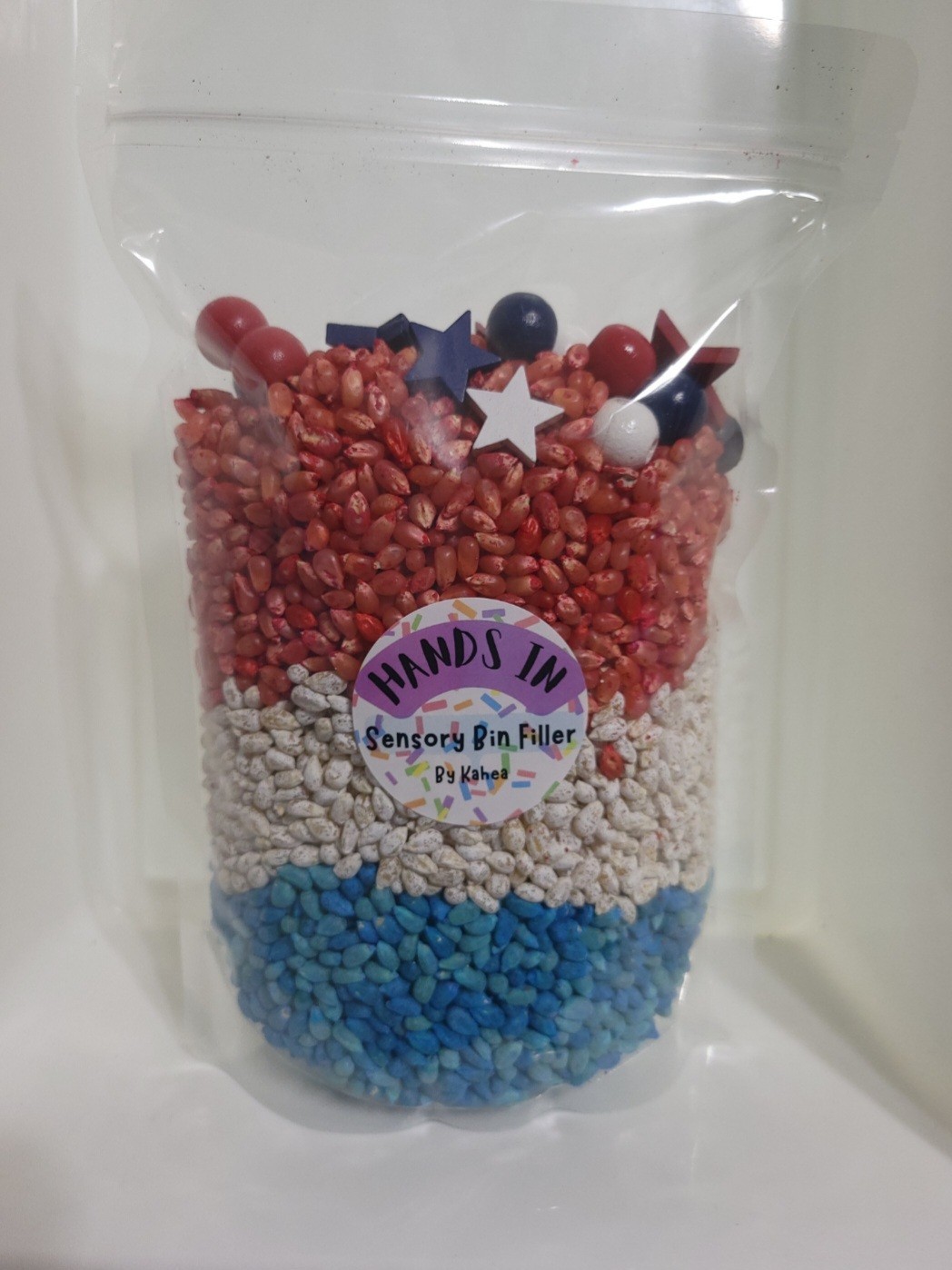 Sensory Bin Filler- Red, White & Blue