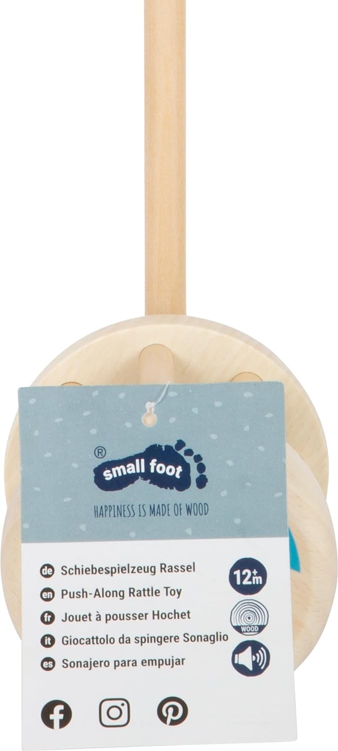 small foot Push-Along Rattle, Made of Wood, Walking aid for Young Children, Ages