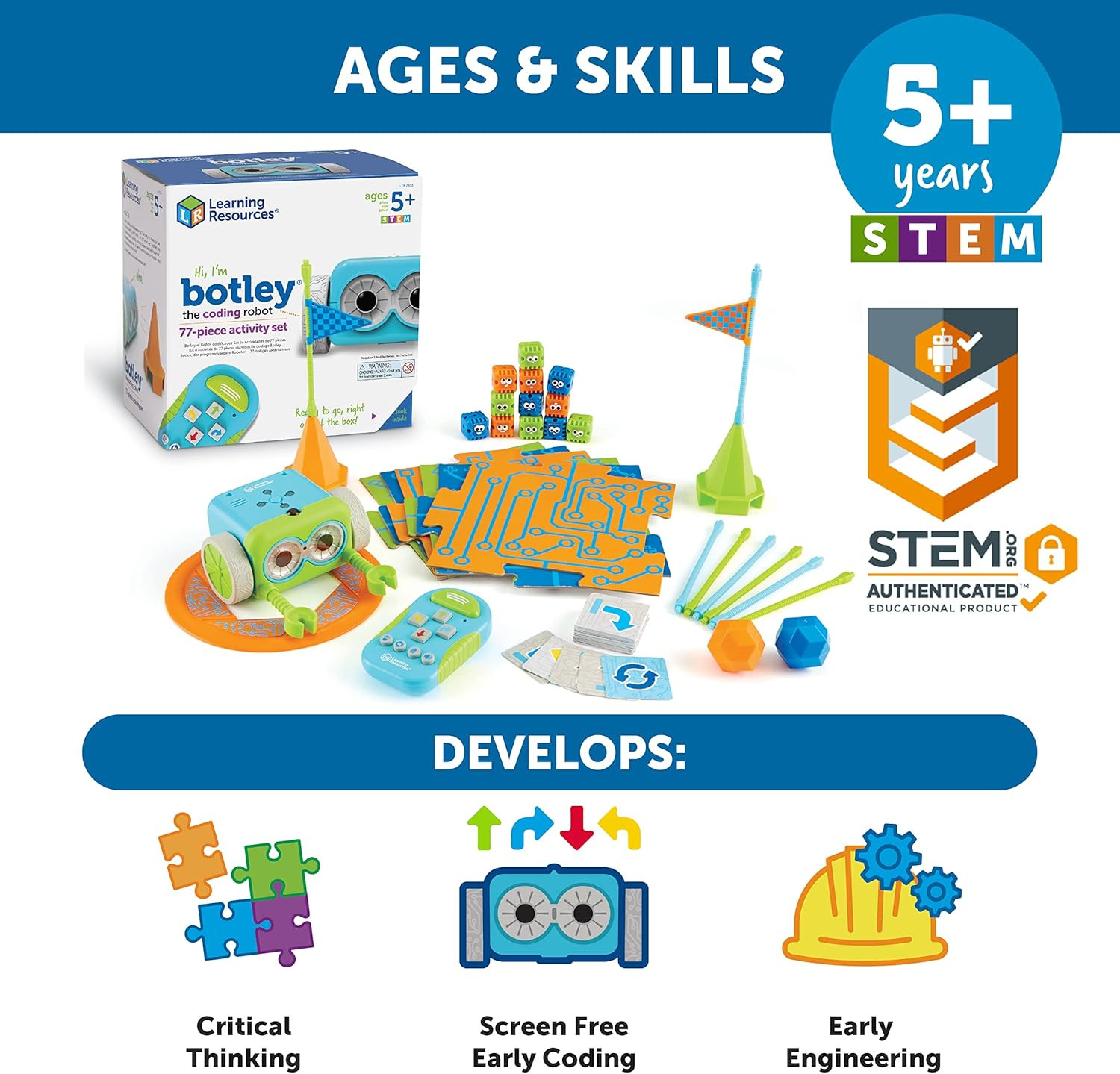 Botley the Coding Robot Activity Set – 77 Pieces, Ages 5+, Screen-Free Coding Ro