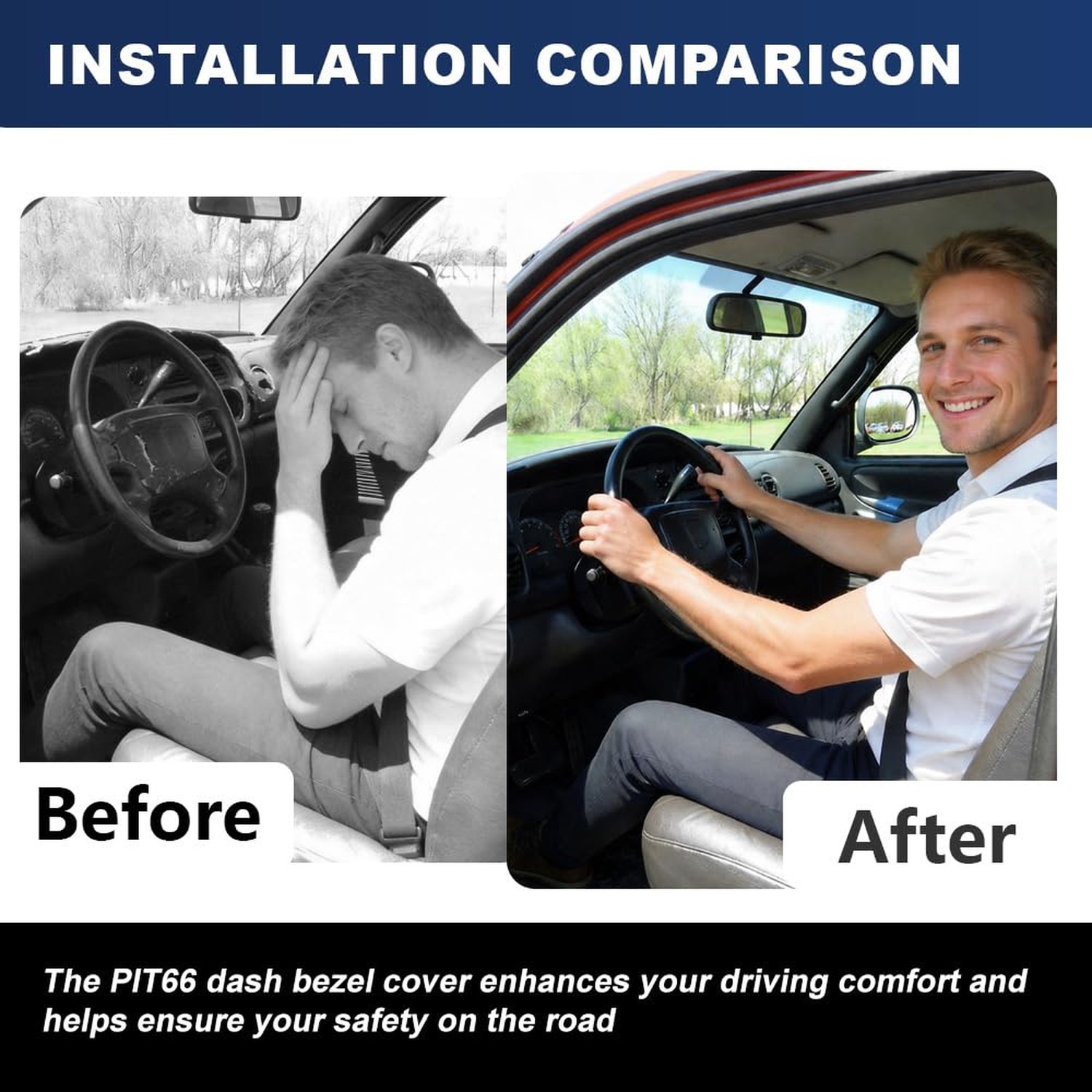 PIT66 Dash Bezel Cover, Dashboard Panel Fit Ford F150/F250/F350 1992-1997 | W…