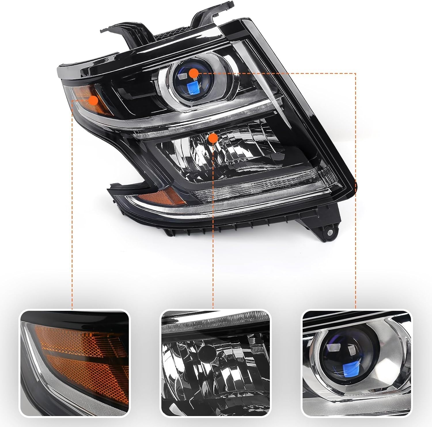 Headlight Compatible with Chevy Tahoe/Suburban 2015-2020 DRL Right(Passenger)