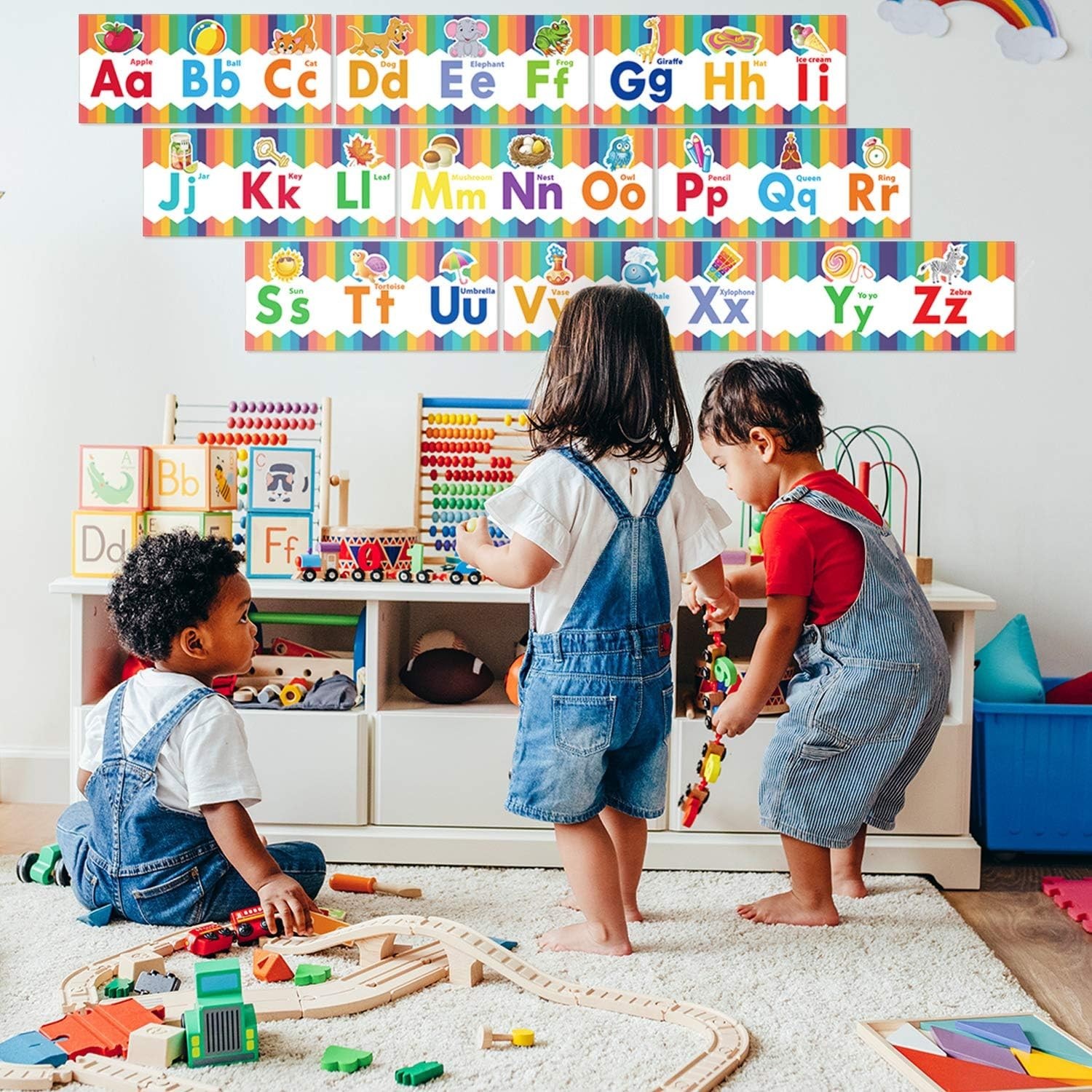 Colorful Animal-Themed Alphabet & Numbers Posters for Nursery Classroom Decor