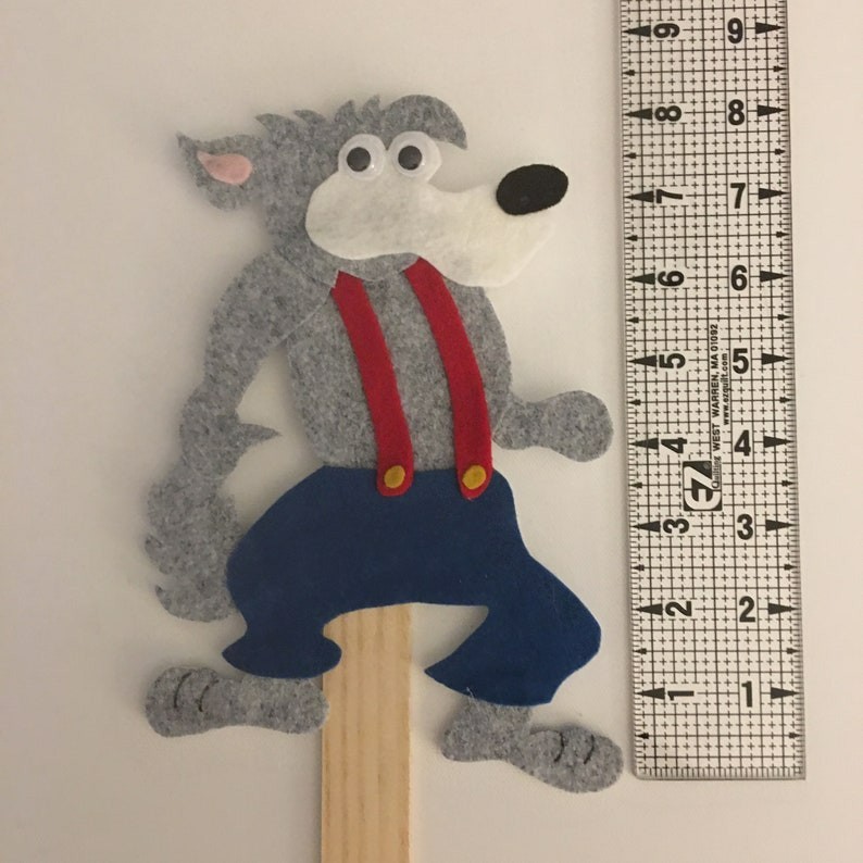 3 Little Pigs and the Big Bad Wolf Felt Board Pieces or Paint Stick Puppets