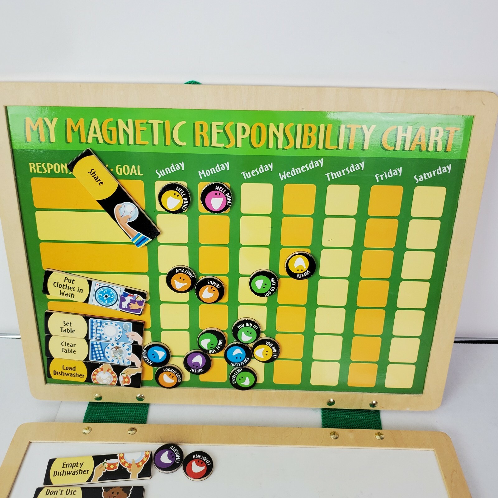 Melissa & Doug Magnetic Dry-Erase Responsibility Chart Chore Board Homeschool
