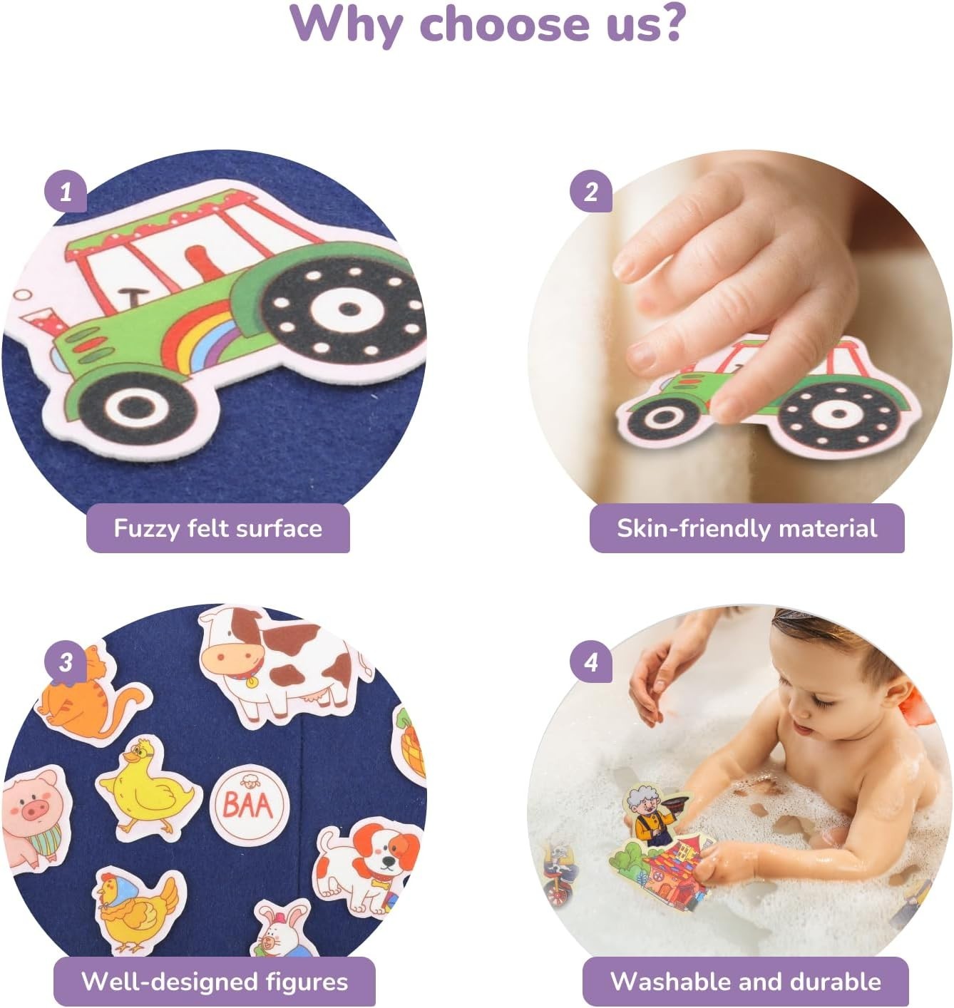 Durable Felt Storytelling Board Set -4 Precut Figures for Creative Learning Fun
