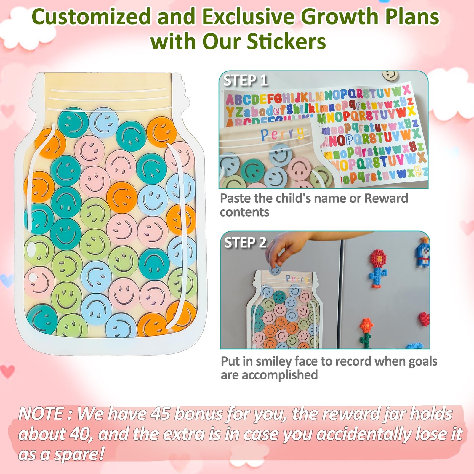 Personalized Star Reward System, 45Pcs Tokens, Behavior Training, Multicolor