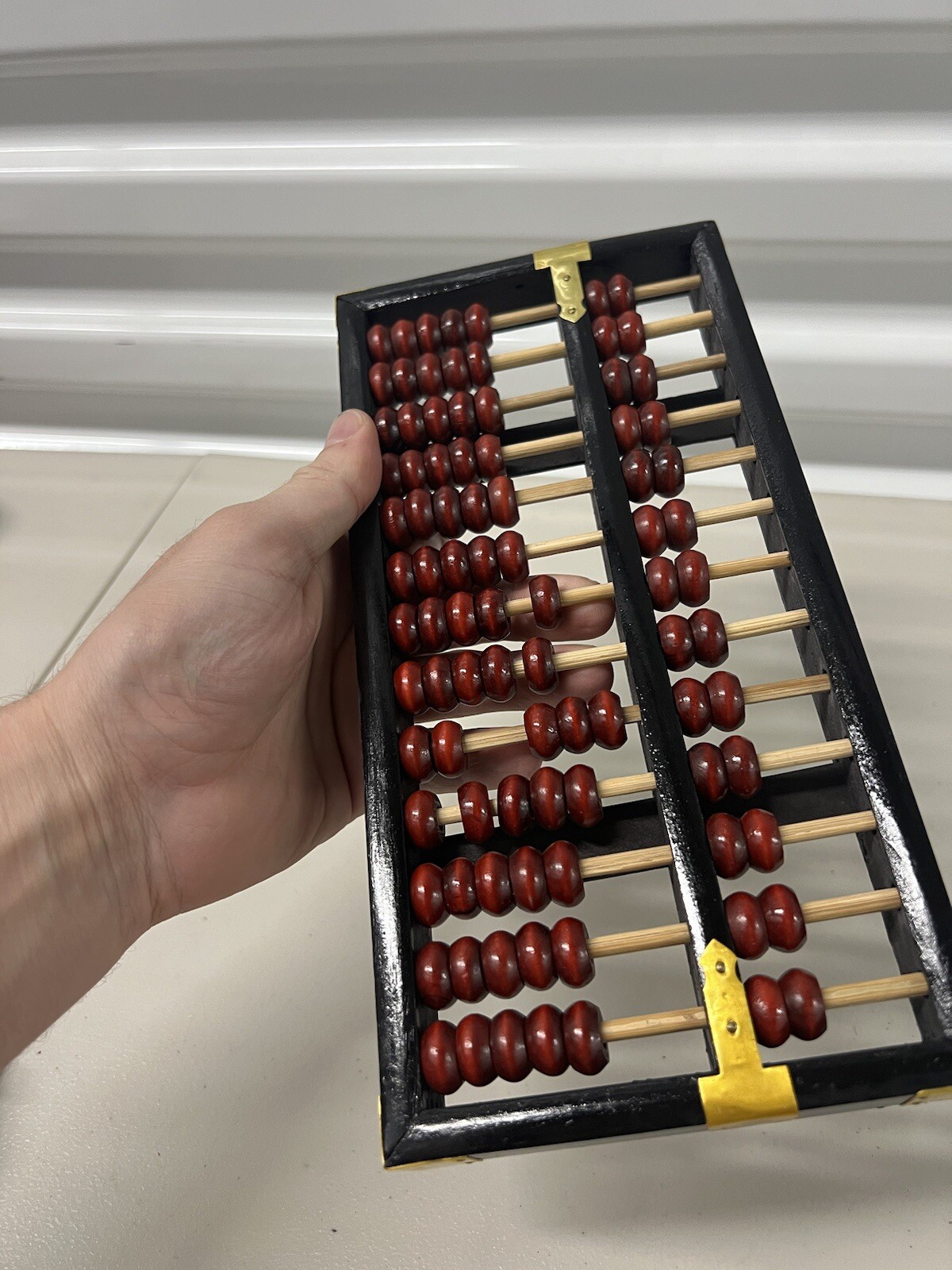Abacus Chinese Wooden Math 13 Rods Dark Wood Counting Xingyuan Free Shipping