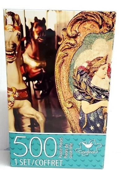 500pc PUZZLE JIGSAW SET WARMTH FIRE PLACE CAT RETRO FAIR RIDE CAROUSEL HOUSE NEW