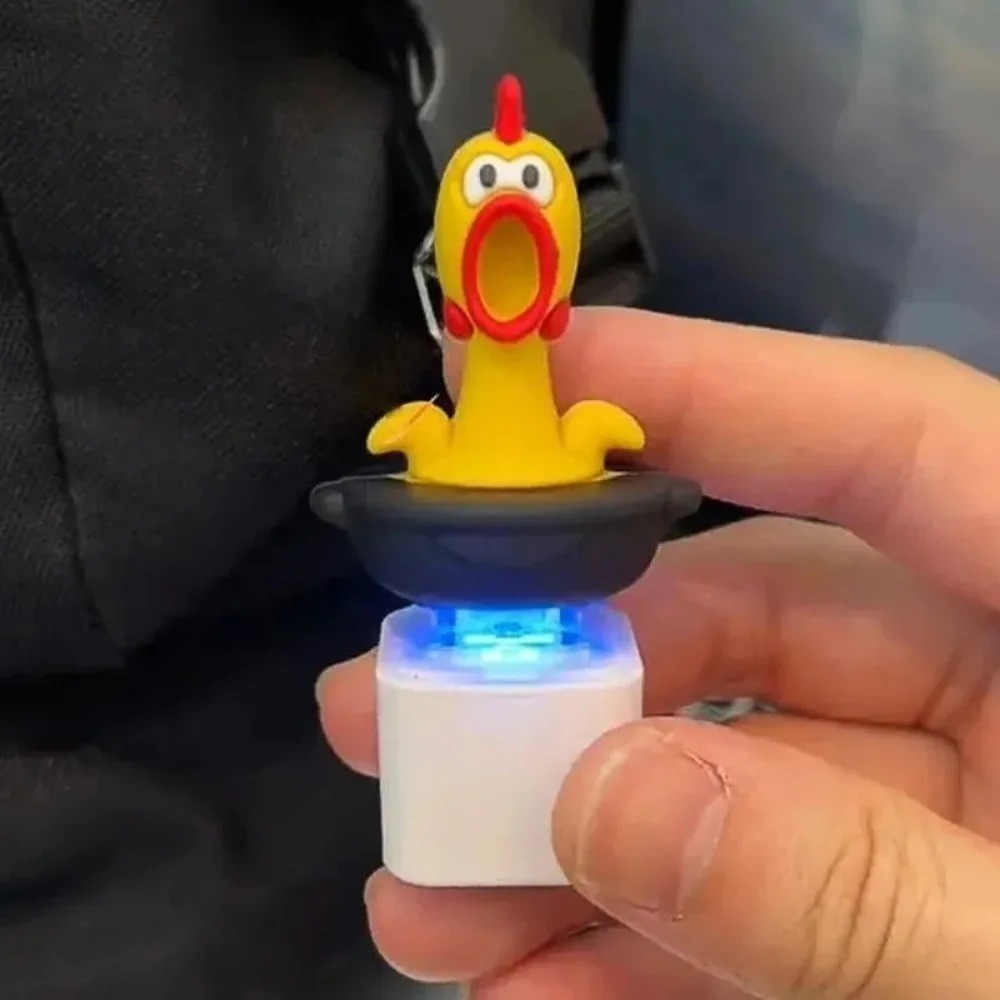 Funny Screaming Chicken Keychain Sound Light Press Button Fidget Toy Gift