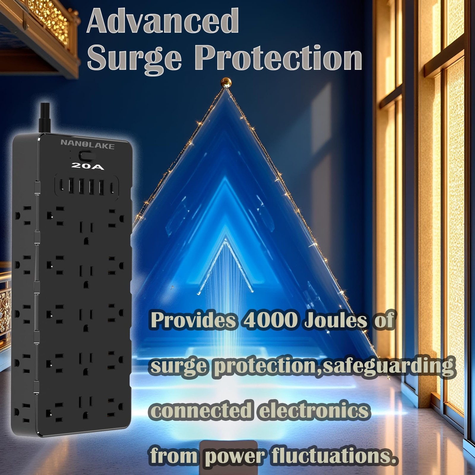 20 Amp Power Strip Surge Protector,Heavy Duty 12 Gauge 6.5 ft Cord/25 AC Outl…