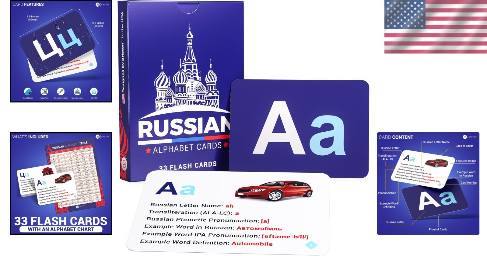 Briston Russian Alphabet Flash Cards – Learn Cyrillic Letters