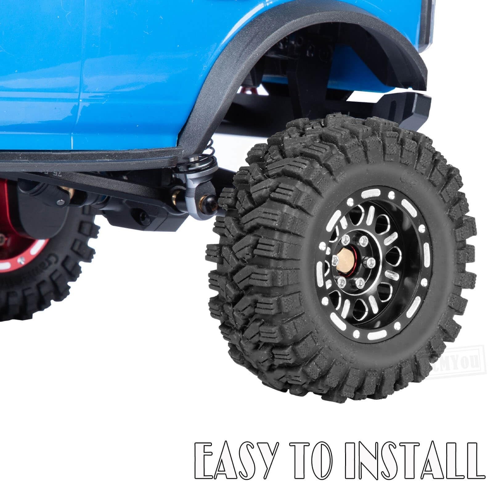 RC 1.2 Tires & 1.2 Beadlock Wheels Adjustable 4 Offsets Rims for 1/18 TRX4M R…