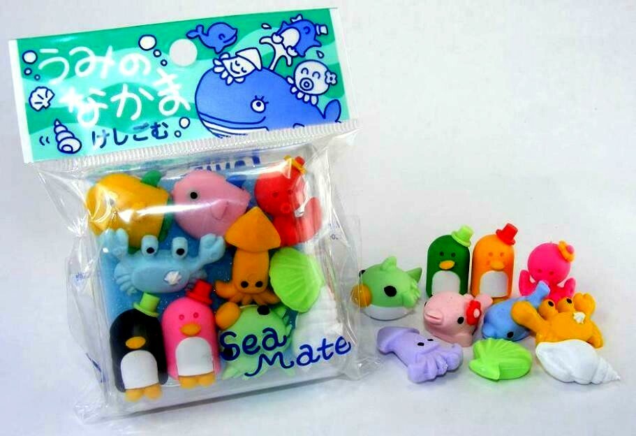 Japanese Iwako Puzzle Eraser Blister Card Gift Set Vintage Collectable 1