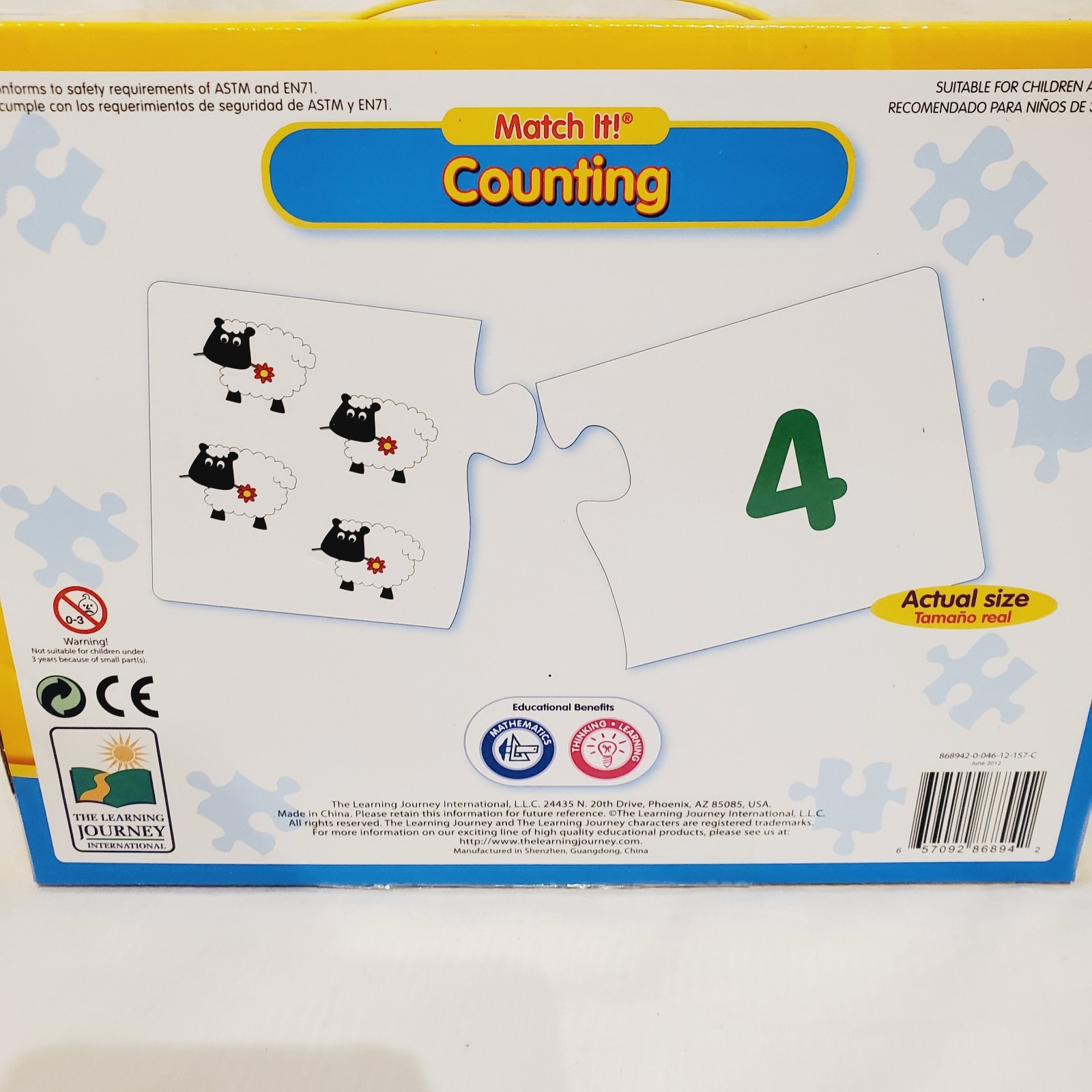 Match It! ABCs & Counting Box Set 26 pc and 30 pc Puzzle Sets Math Reading Skill