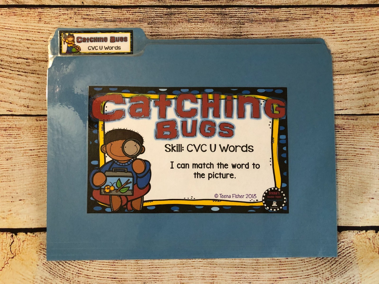 Catching Bugs Short U CVC File Folder Game Phonics Pre K Kindergarten Grade
