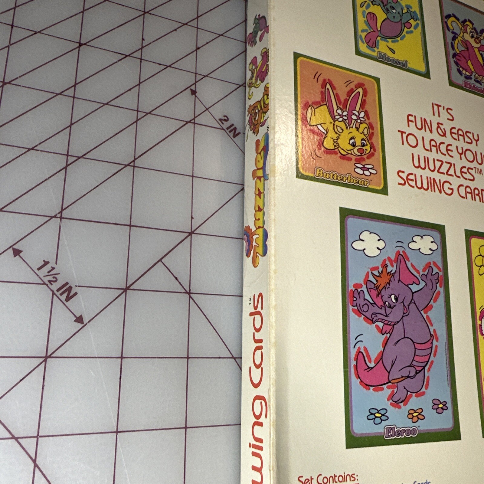 Wuzzles Sewing Cards by Colorforms 1985 Hasbro Bradley Cartoon Printed In USA @