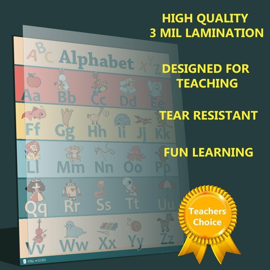 Learning Colorful ABC Chart Poster Preschool Classroom