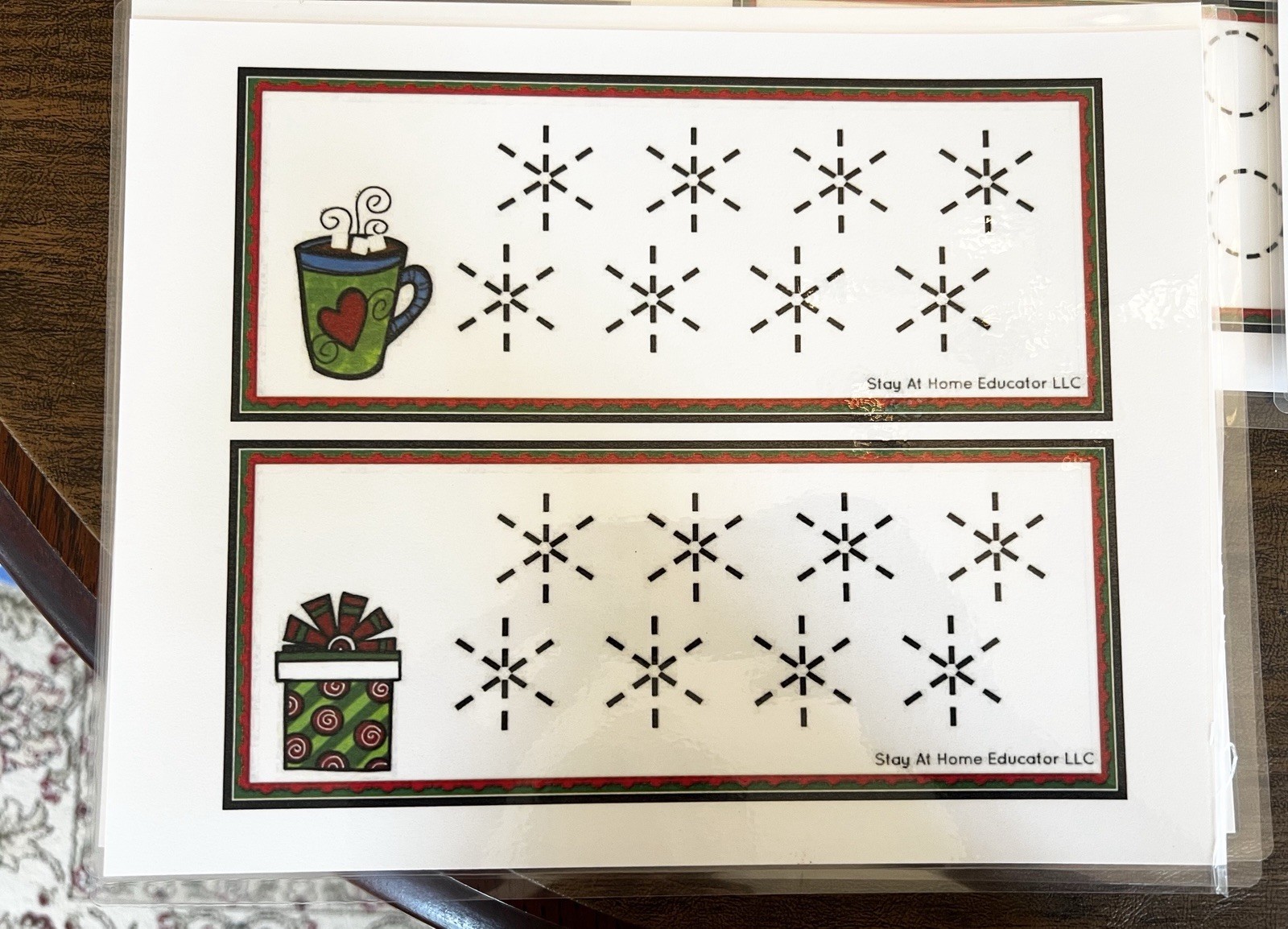 Preschool/kindergarten Christmas themed tracing sheets (B)