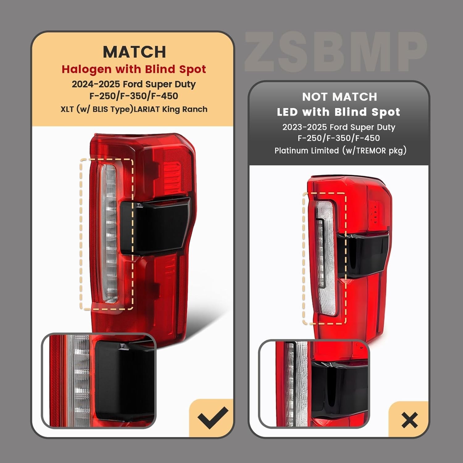 Tail lights Compatible with 2023 2024 2025 Ford F250 F350 Super Duty w/Blind Spo