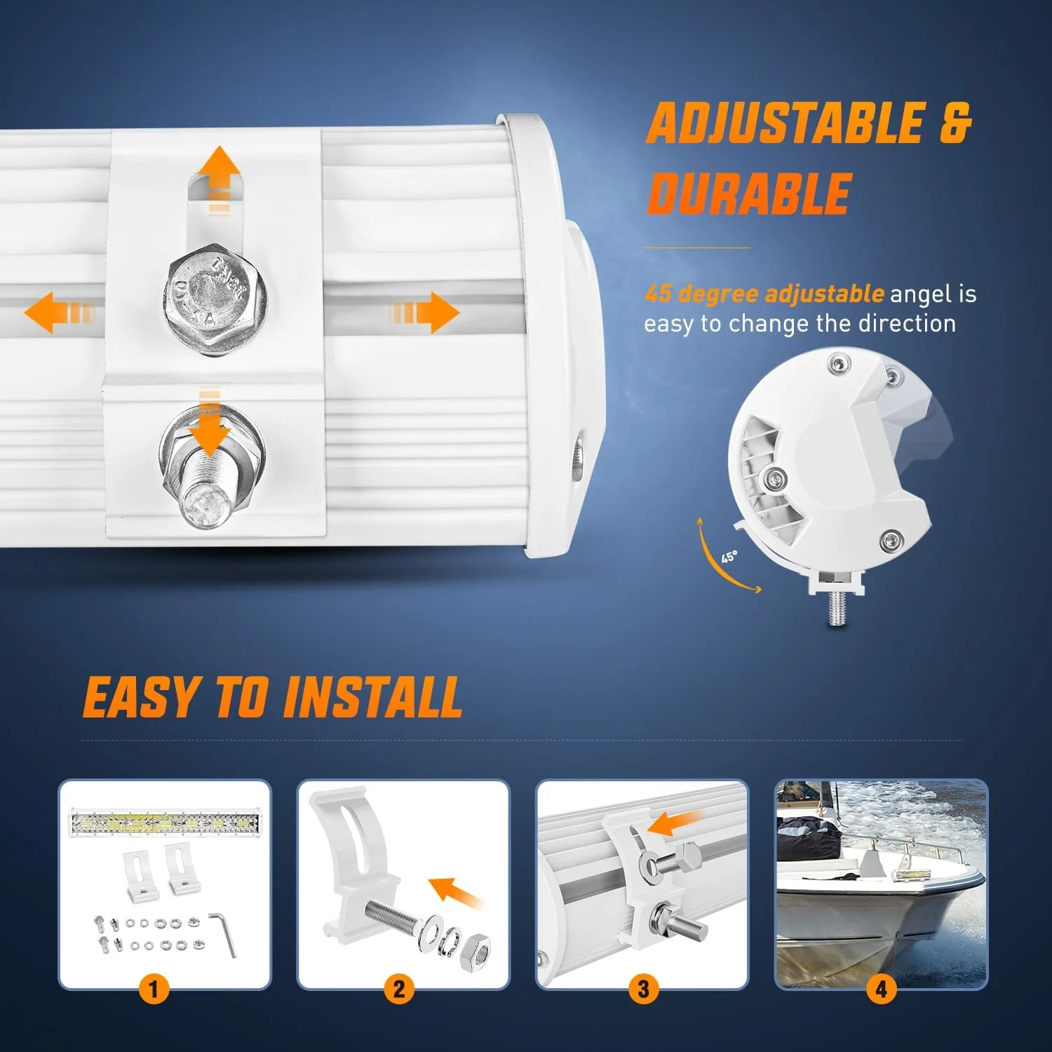 Nilight Marine LED Light Bar Navigation Lights 12 Inch White Spot Flood Combo Po