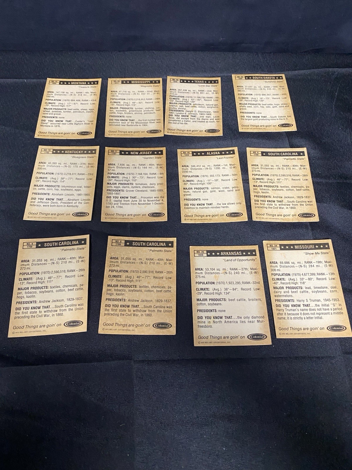 Rainbo Bread Know Your 50 States Playing Cards 30 Of 50 Cards 1975