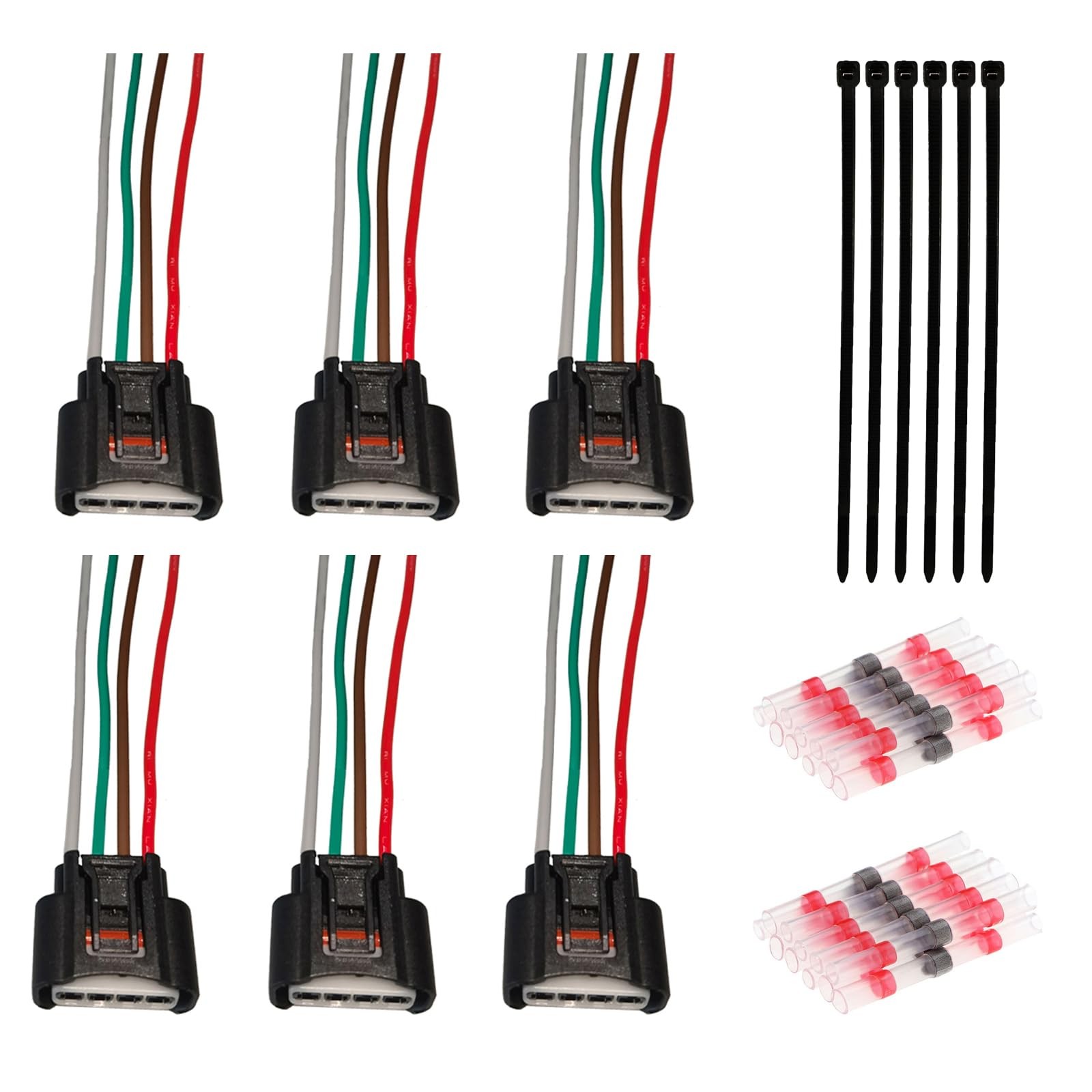 Set of 6 Ignition Coil Connector Plug Harness Replacement for Toyota