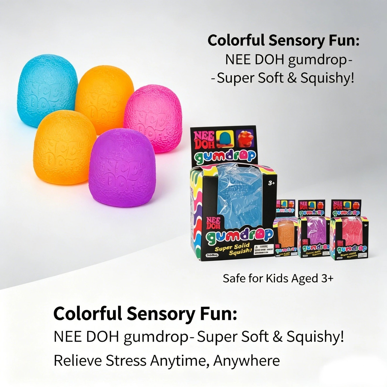 Nee Doh Gumdrop Super Solid Squish Needoh Gum Drop RARE