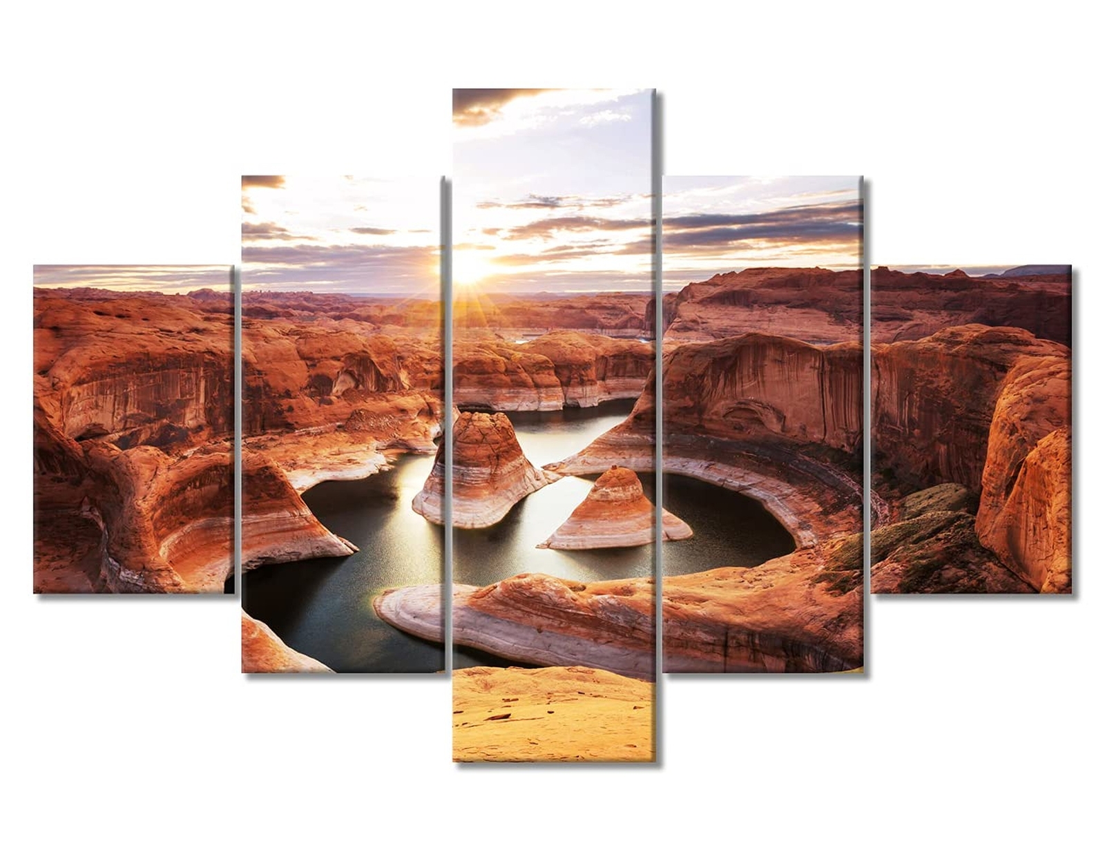 TUMOVO Lake Powell Wall Art Arizona USA Picture Prints on Canvas 5 Pieces Wal…