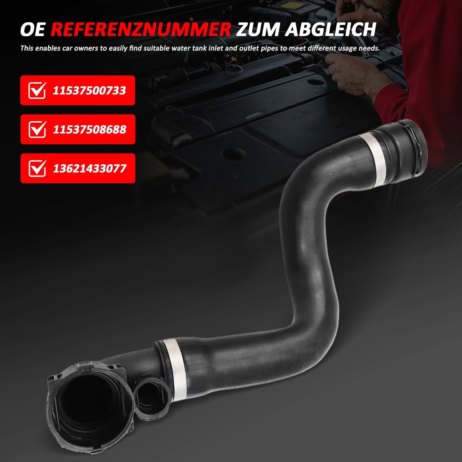 11537500733 Upper Radiator Coolant Hose Pipes 3-piece set Compatible with BMW X5