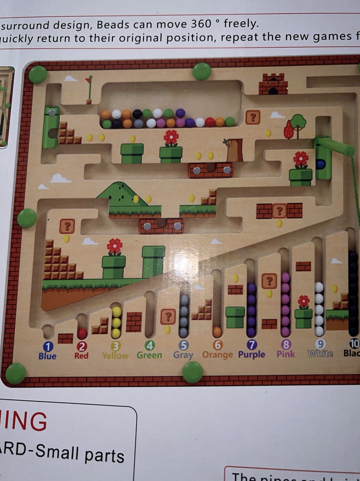 Open Box Mushroom House Color and Number Maze Magnetic Wooden Puzzle Toy age 3+