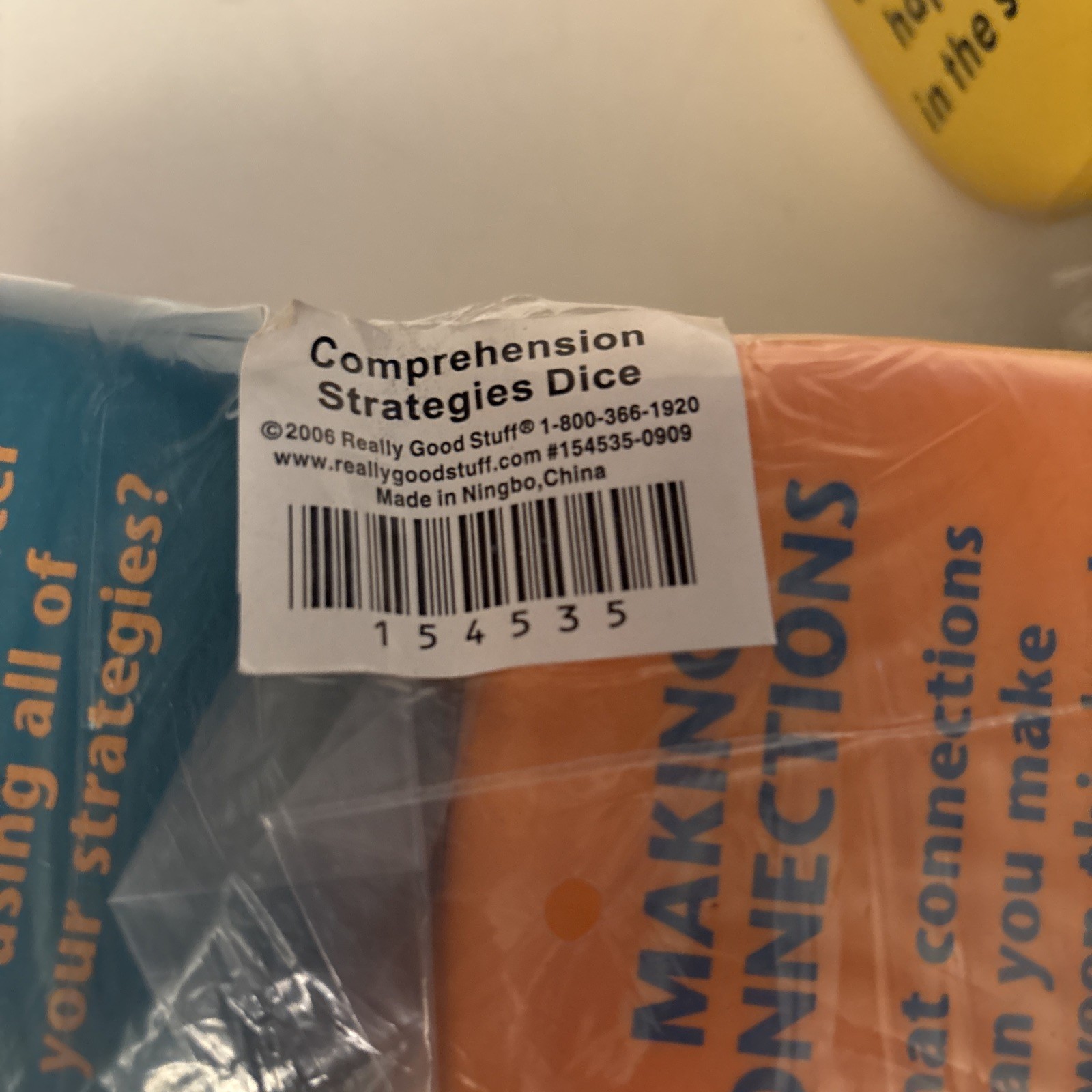 2006 Really Good Stuff Comprehension Strategies Dice Set Of 4 PREOWNED