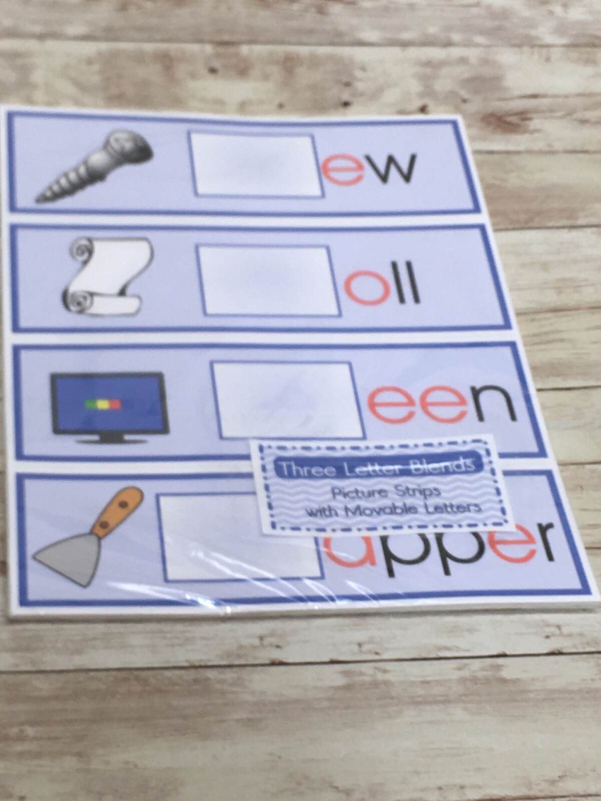 Bundle Set – 96 Picture Strips with Movable Letters Montessori