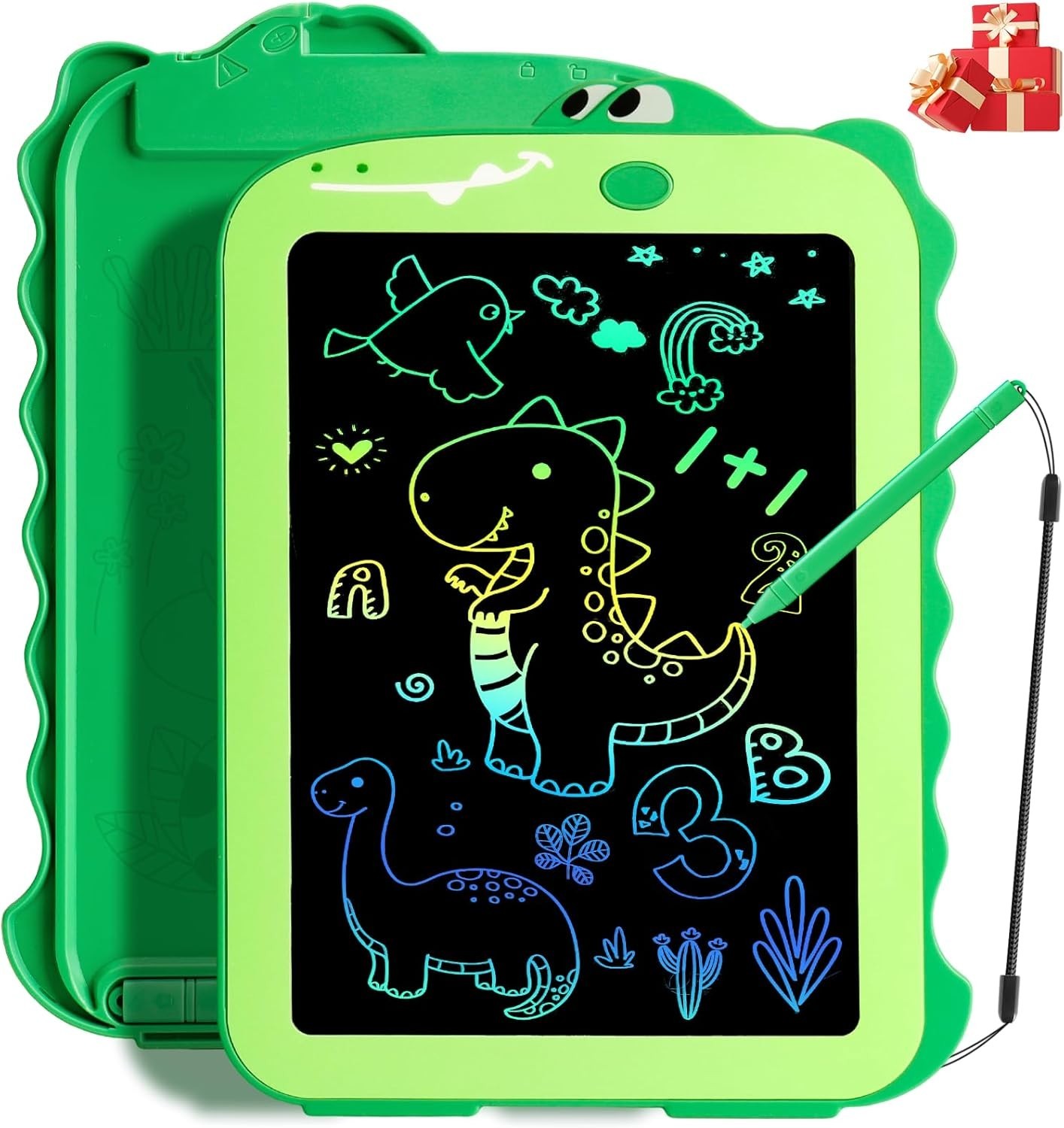 Teriph LCD 8.5″ Writing Tablet for Kids, Green Dinosaur Design, NEW