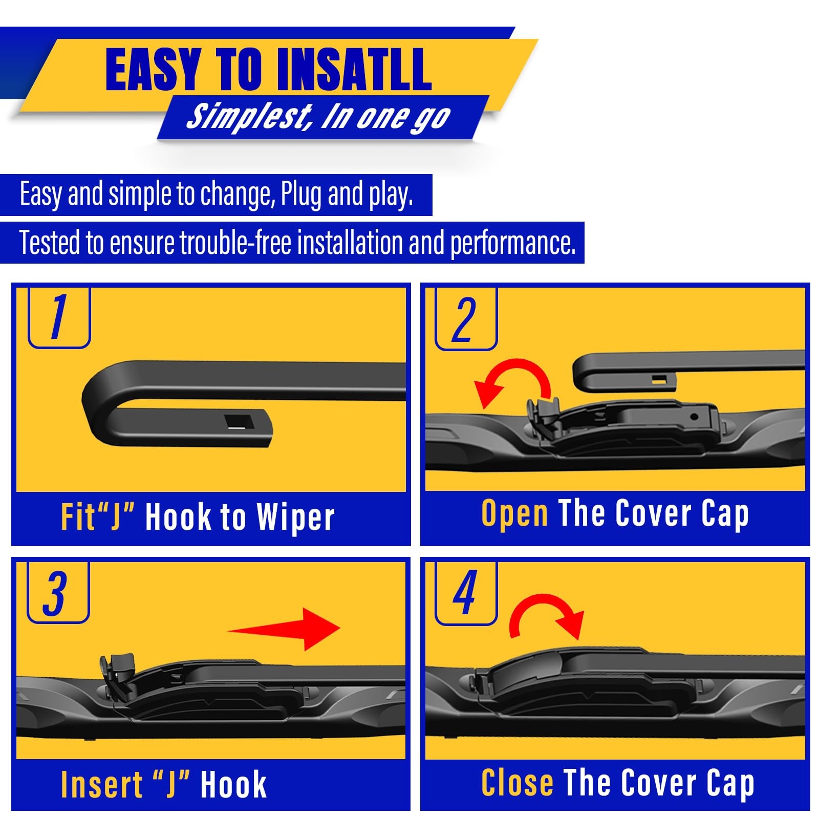 22″ Front Windshield Wiper blades Replacement for Ford 22+22B