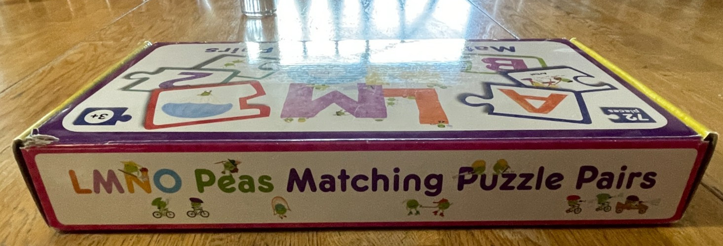 Scholastic LMNO Peas Matching Puzzle Pairs Alphabet Numbers 72 Pieces w/Book