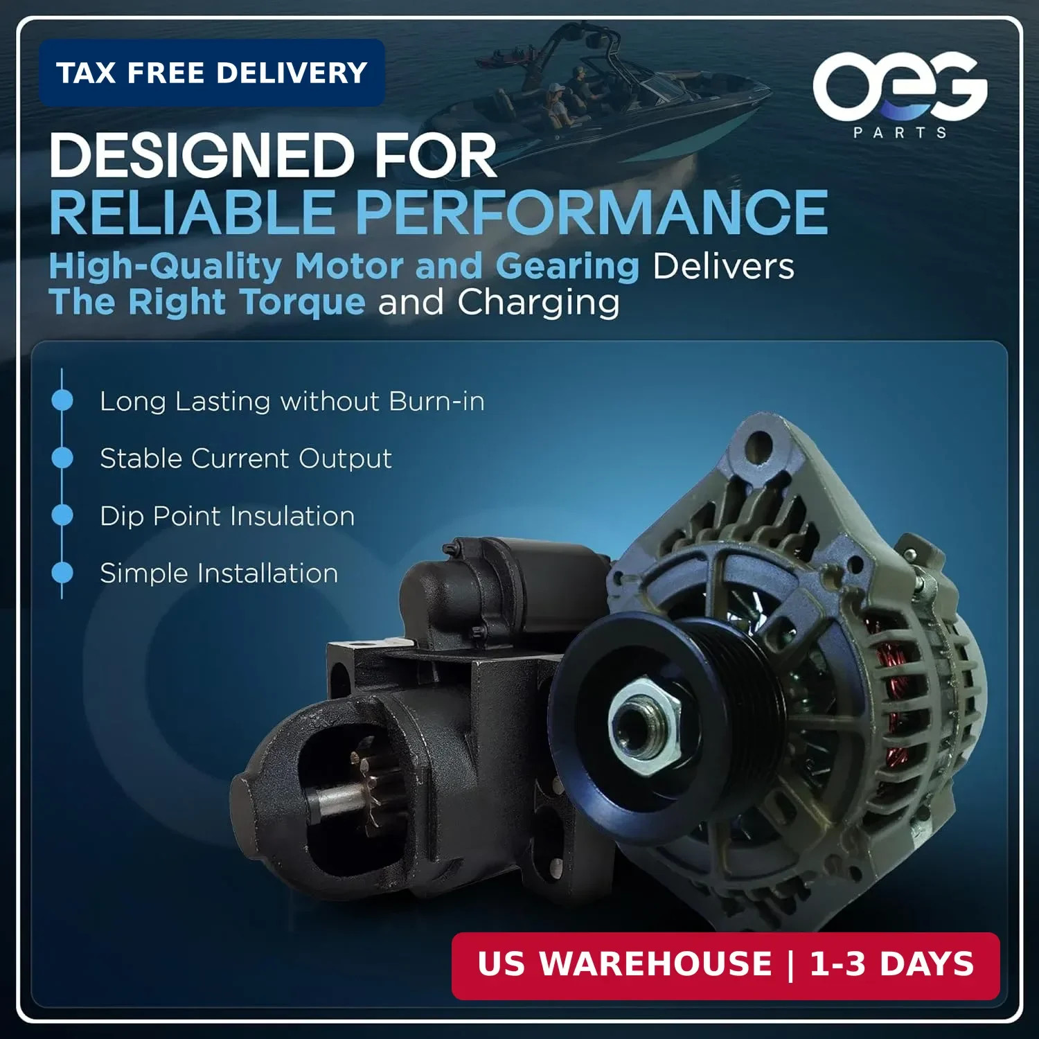 OEG Parts New Starter with Mercury Mariner Outboard 9.9-25HP 1989-2002 50-893…