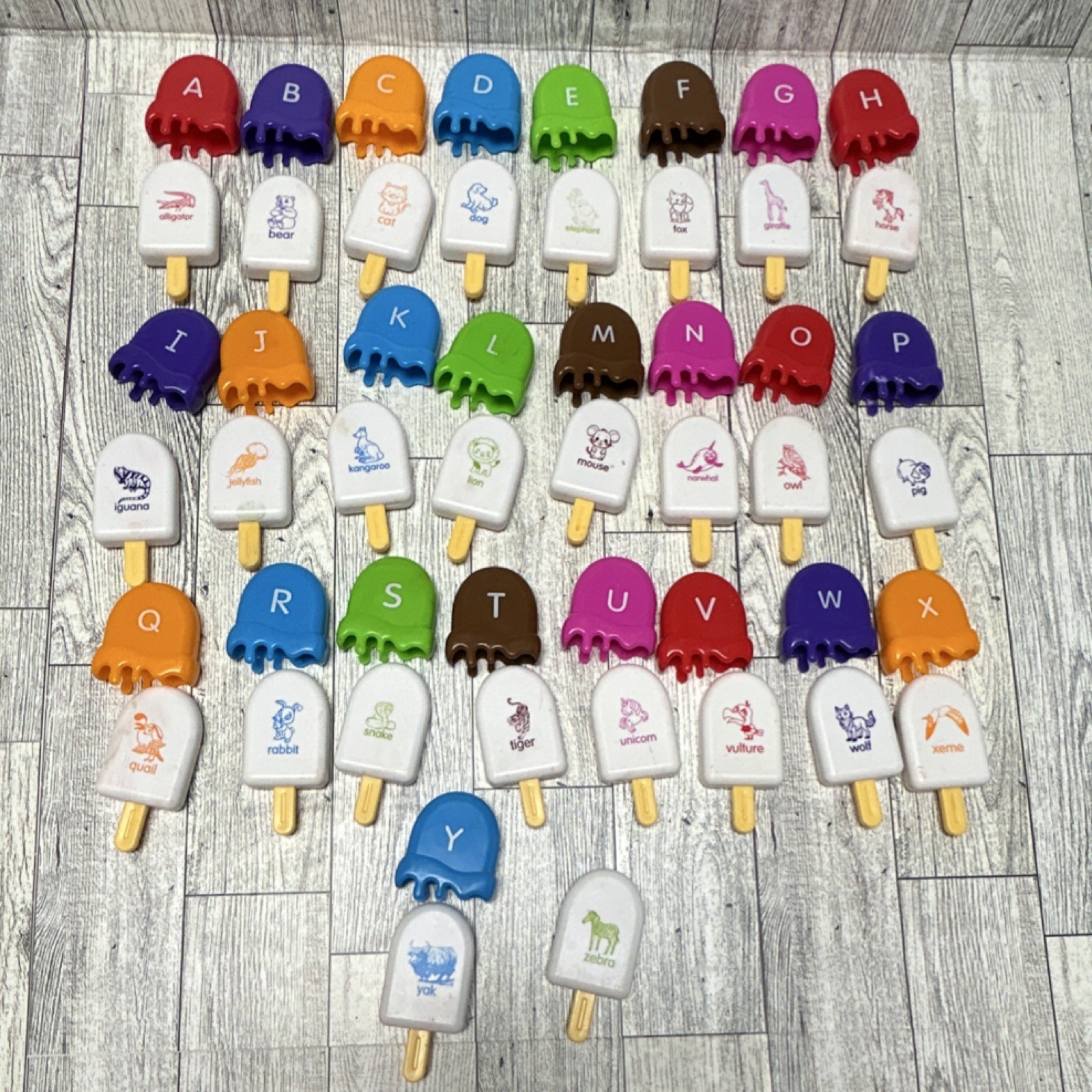 Alphabet Popsicle Educational Toy Set Uppercase Lowercase Letters Animal Names