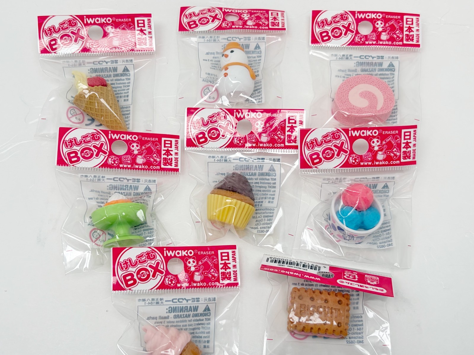 Iwako Japanese Eraser Multi Pack 7-8 count Animals Sweets Mix Made in Japan