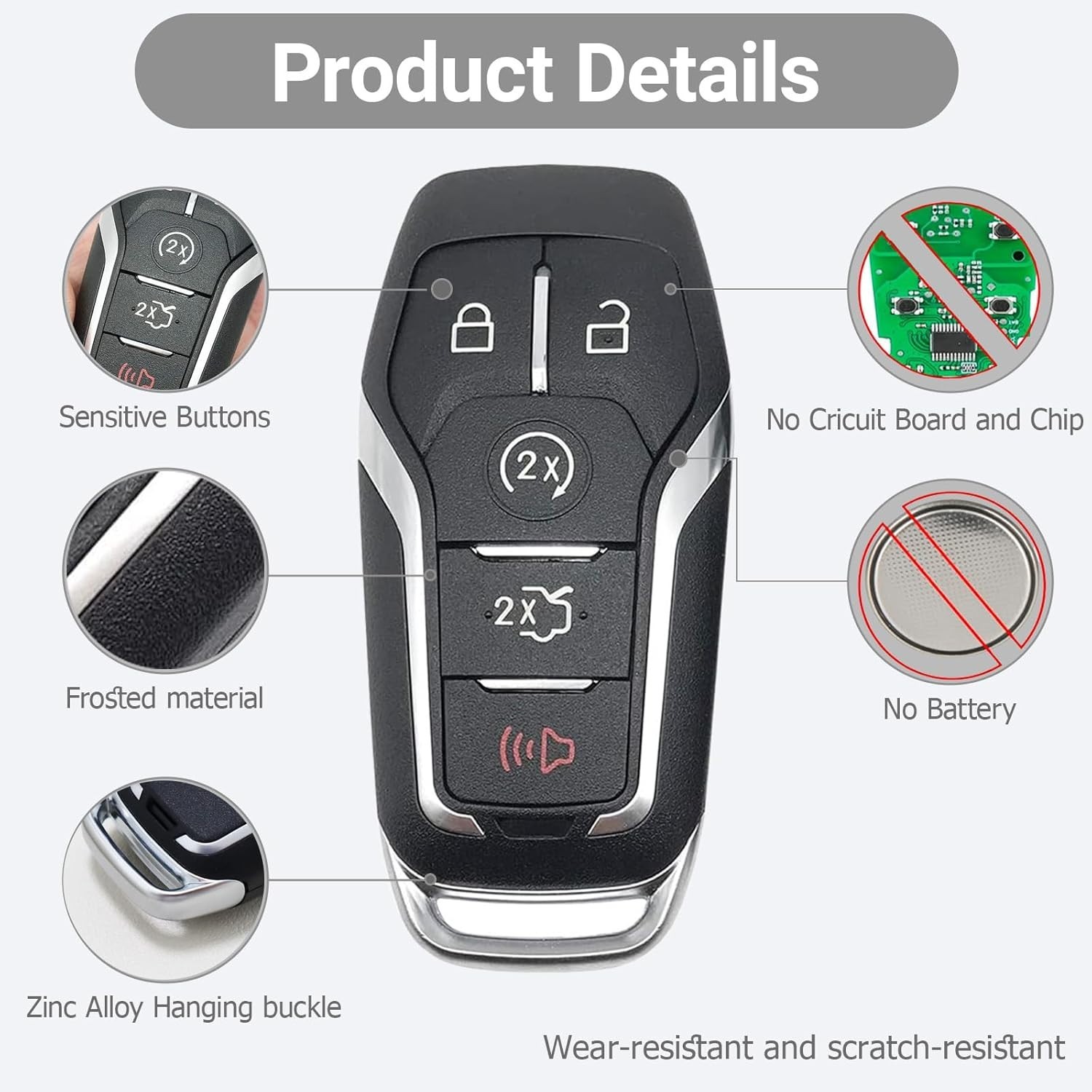 Replacement Key Fob Cover Case fit for Ford Fusion Explorer Mustang Edge F150 F2